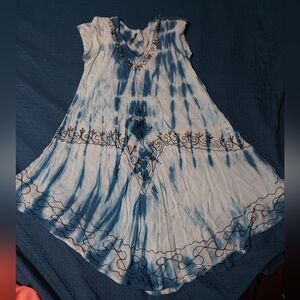 True Rock Blue and White Tie-Dye Dress
